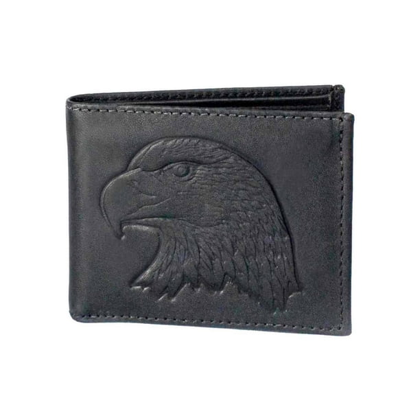 Personalized Mens Eagle Cowhide Genuine Leather Bifold Wallet Credit Card Holder